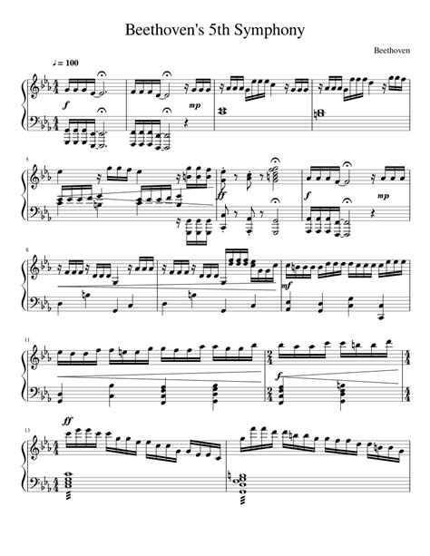 beethoven 5th symphony piano sheet music